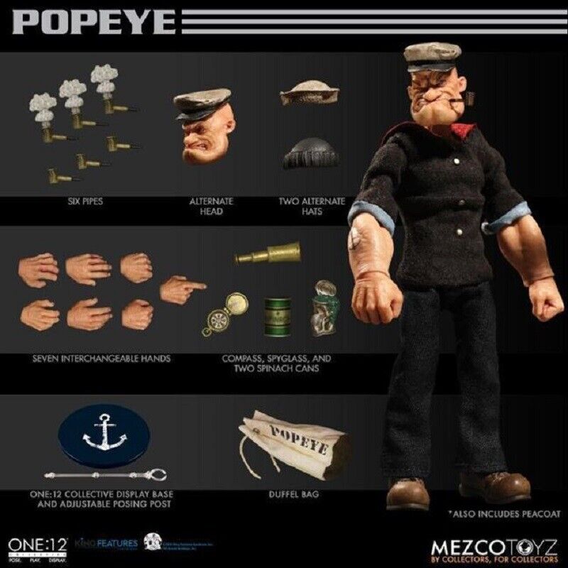 MEZCO TOYZ THE ONE:12 1/12th POPEYE Collectible Figure New Hot Toy In Stock