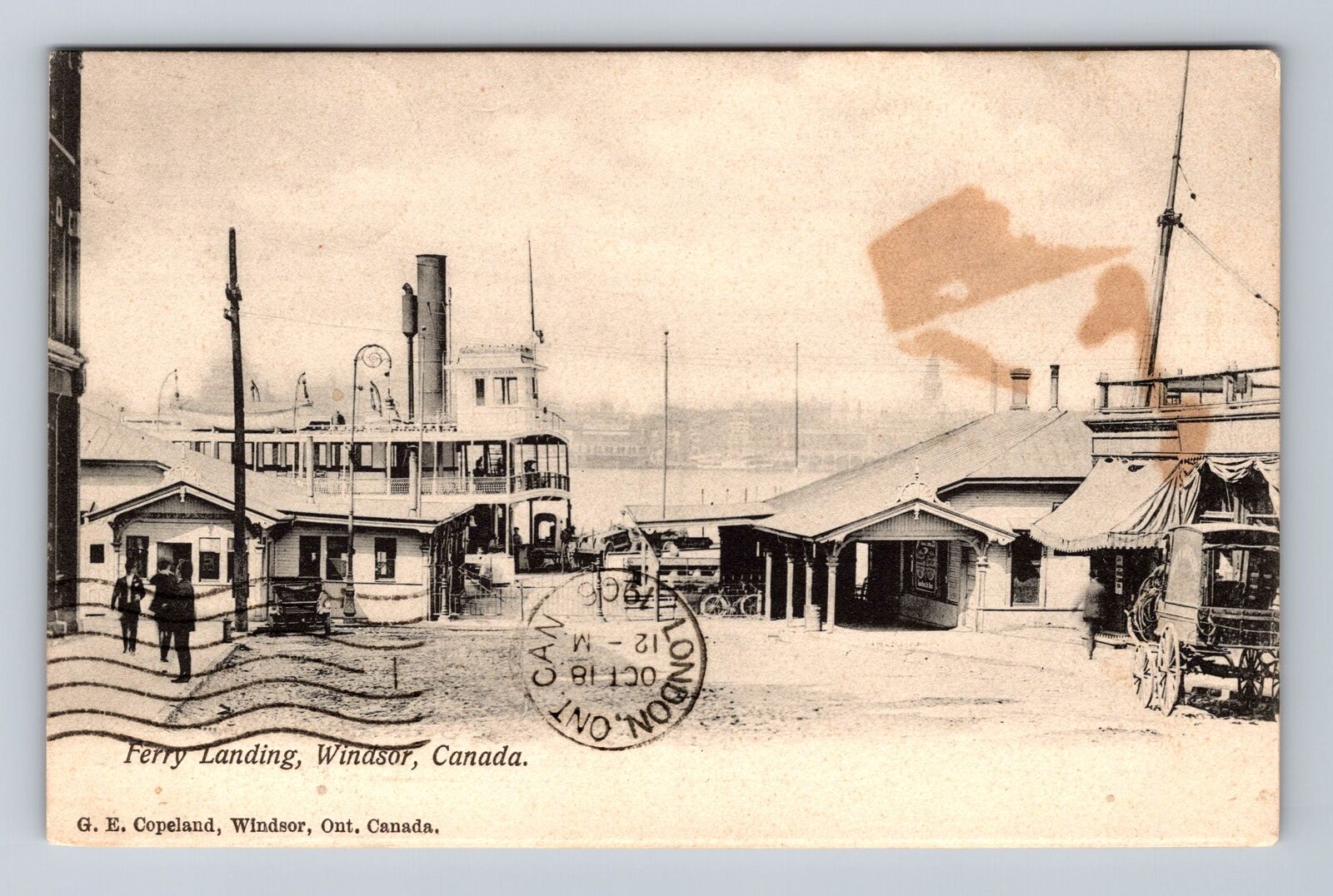 Windsor ON-Ontario Canada, Ferry Landing, Souvenir, Vintage c1906 Postcard