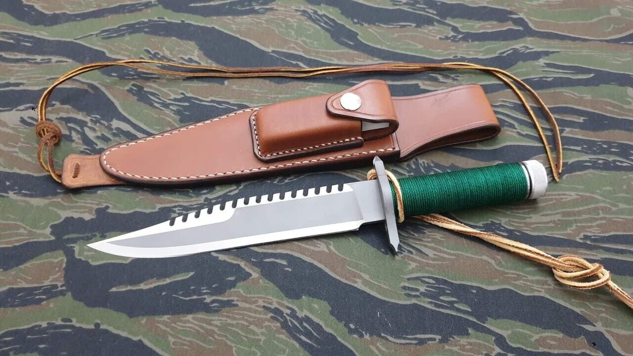 Rambo First Blood Survival Knife, Hunting Bowie Knife With Sheath Camping Knife.