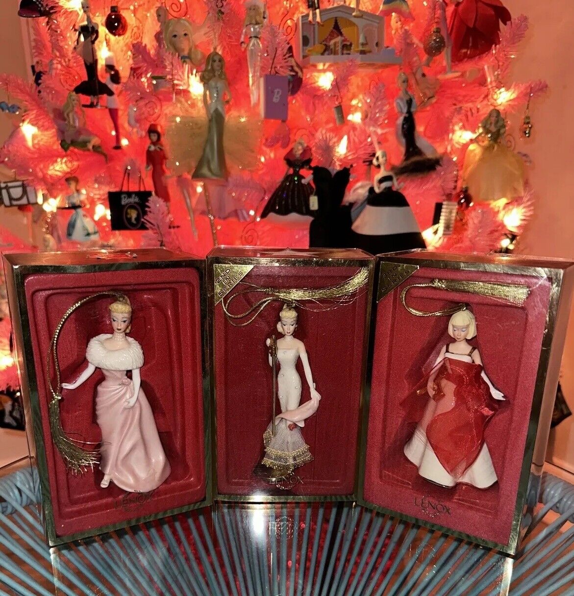 Vintage Barbie 2003, 2004, and 2005 Lenox Holiday Christmas Tree Ornaments