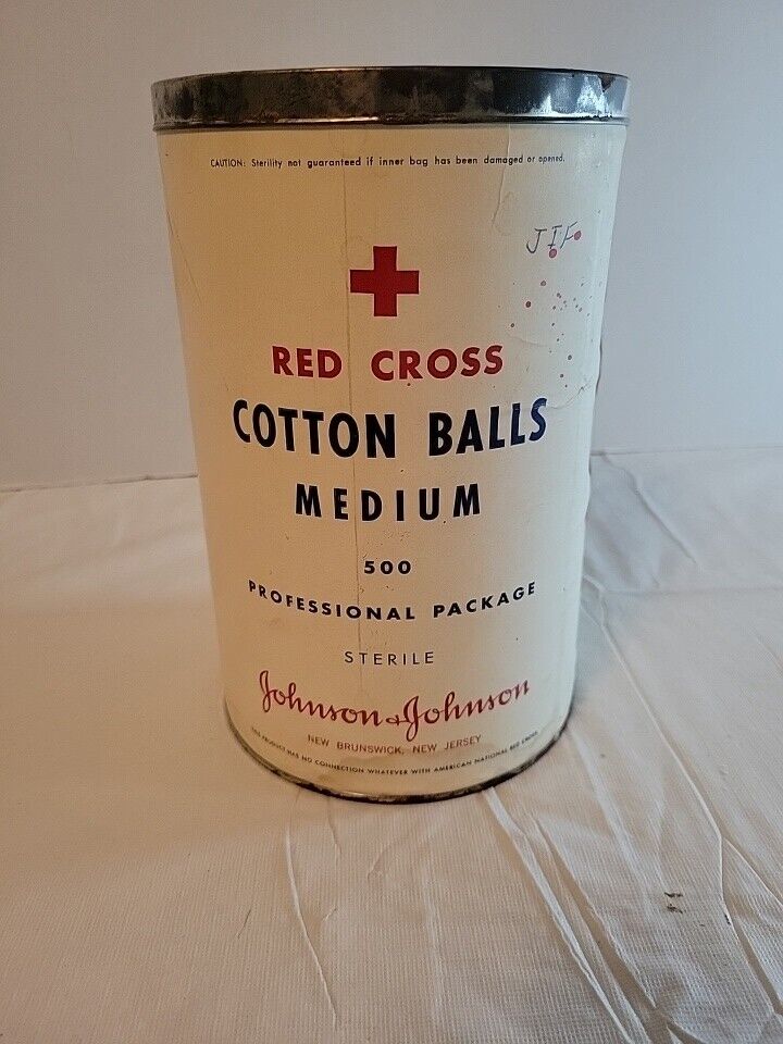 Vintage Red Cross / Johnson & Johnson Red Cross Cotton Balls Empty 