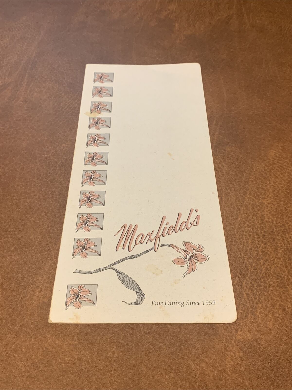 Vintage Rare - Maxfield's Restaurant Menu 