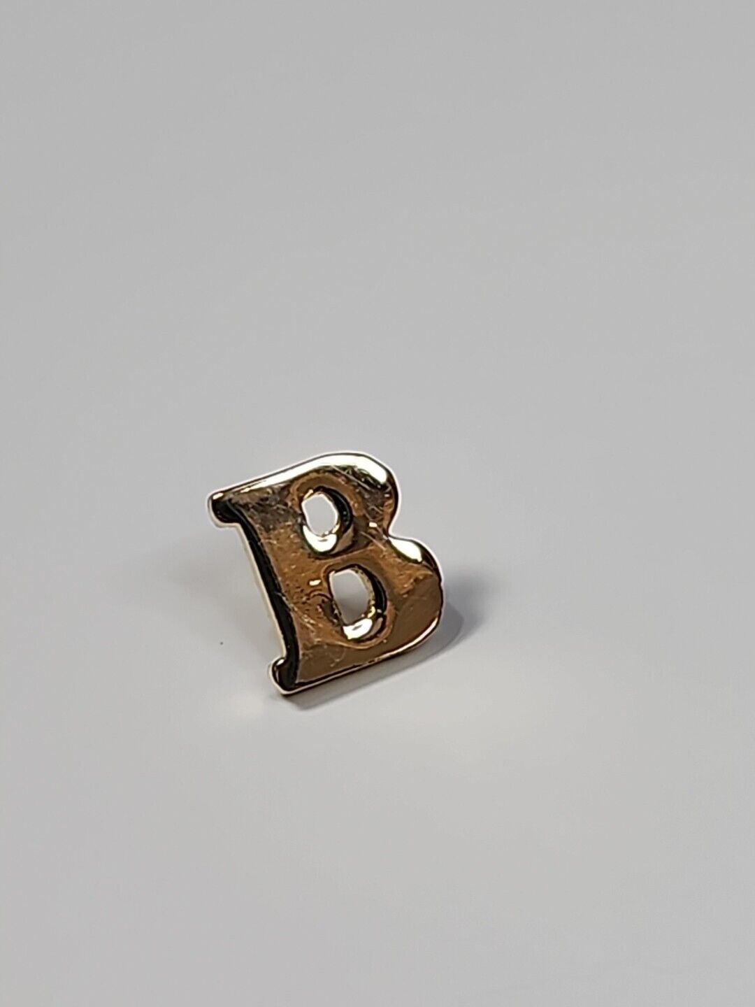 Avon Letter B Tie Tack Lapel Pin Gold Color Metal Initial*