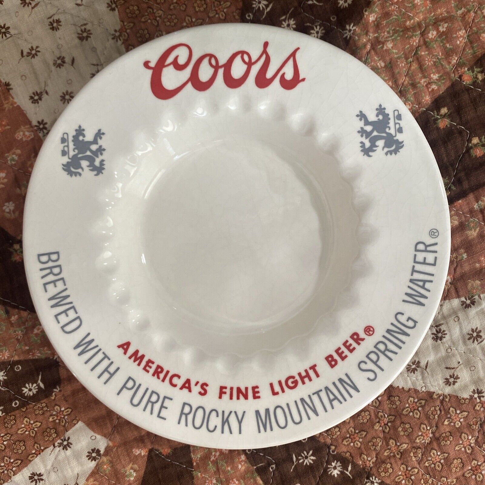 Vintage Coors Light Beer Ceramic Ashtray Bar Mancave Decor