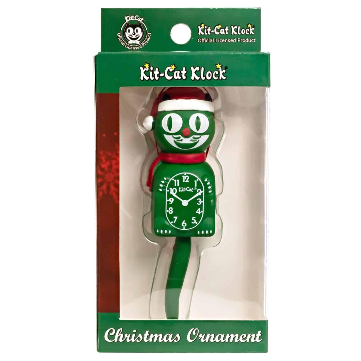 Kit Kat Clock Christmas Clock Green Cat Clock ornament