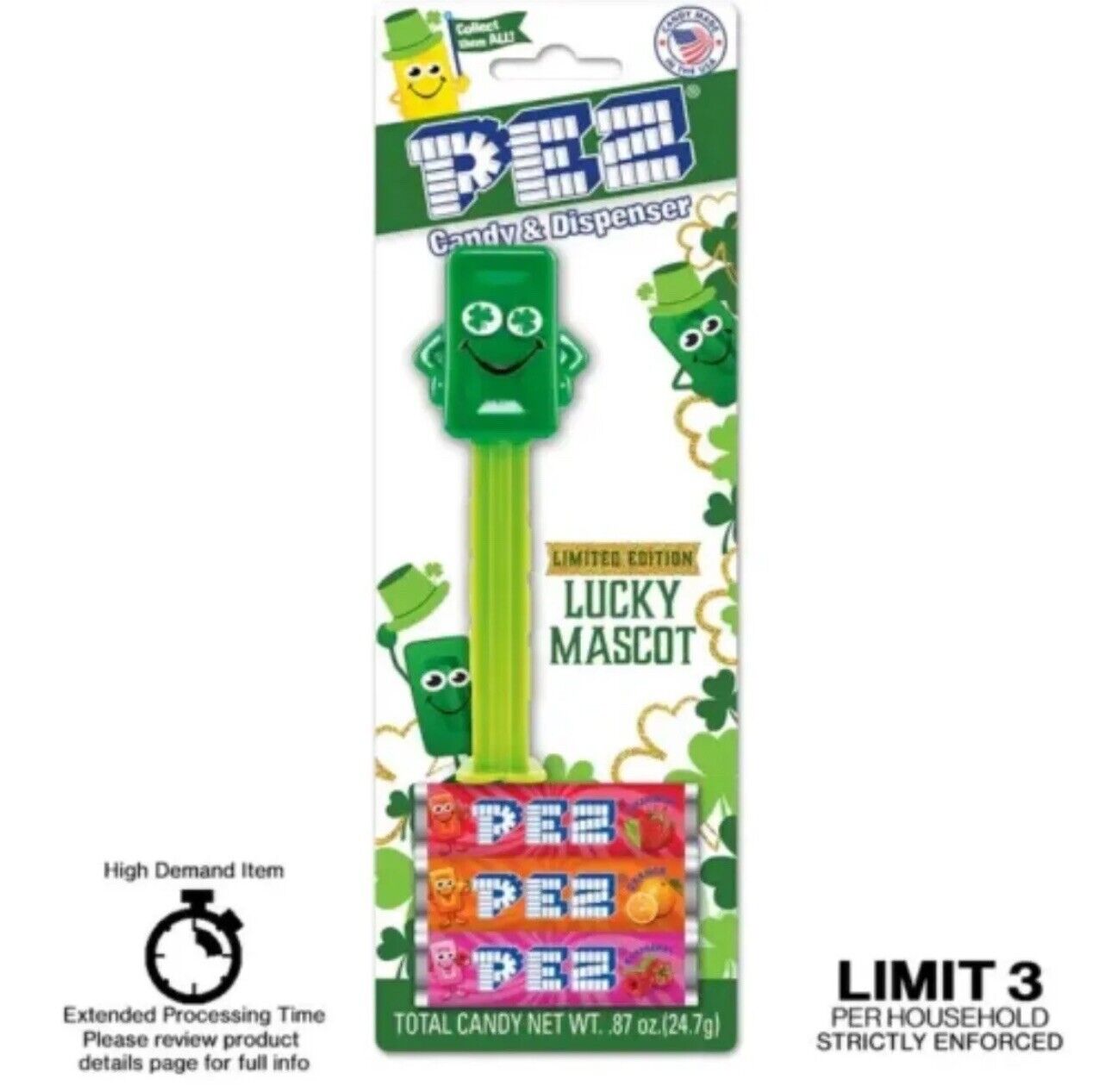 PEZ St. Patricks Day 2024 Exclusive Limited Edition Lucky Green. Ships Fast ✅