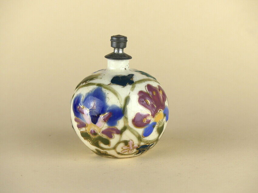 Porcelain perfume bottle with floral enamel