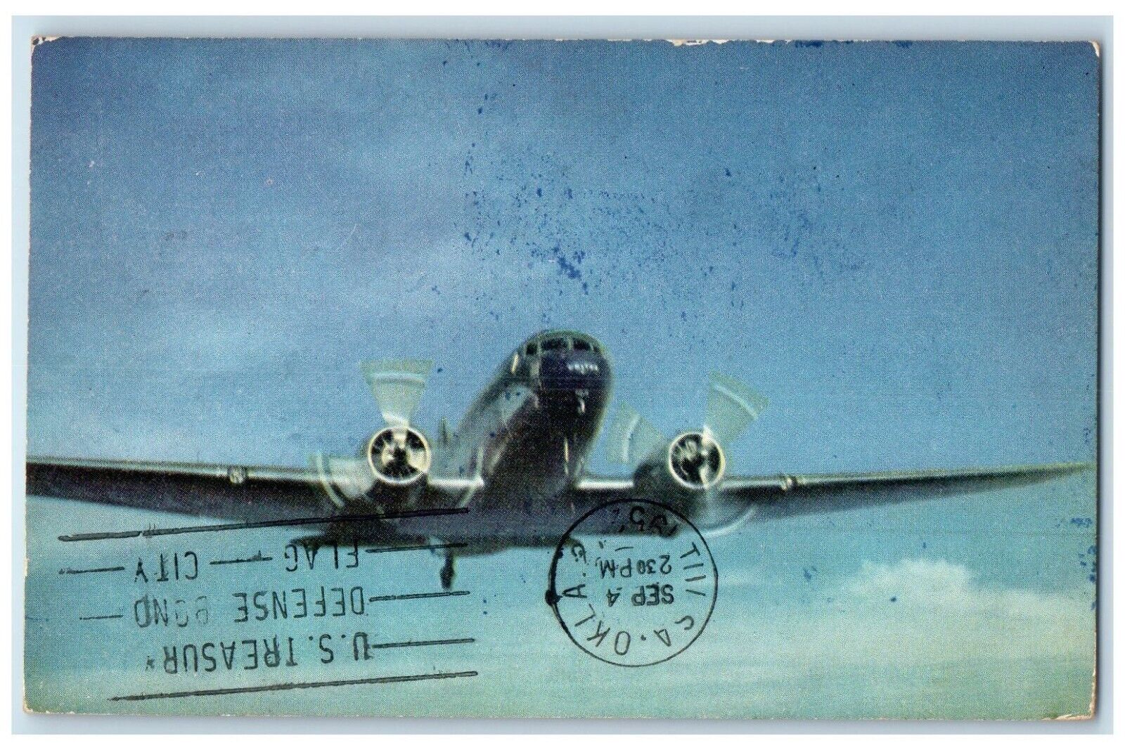 1952 US Air Mail First Flight Miami Oklahoma OK Posted Vintage Postcard
