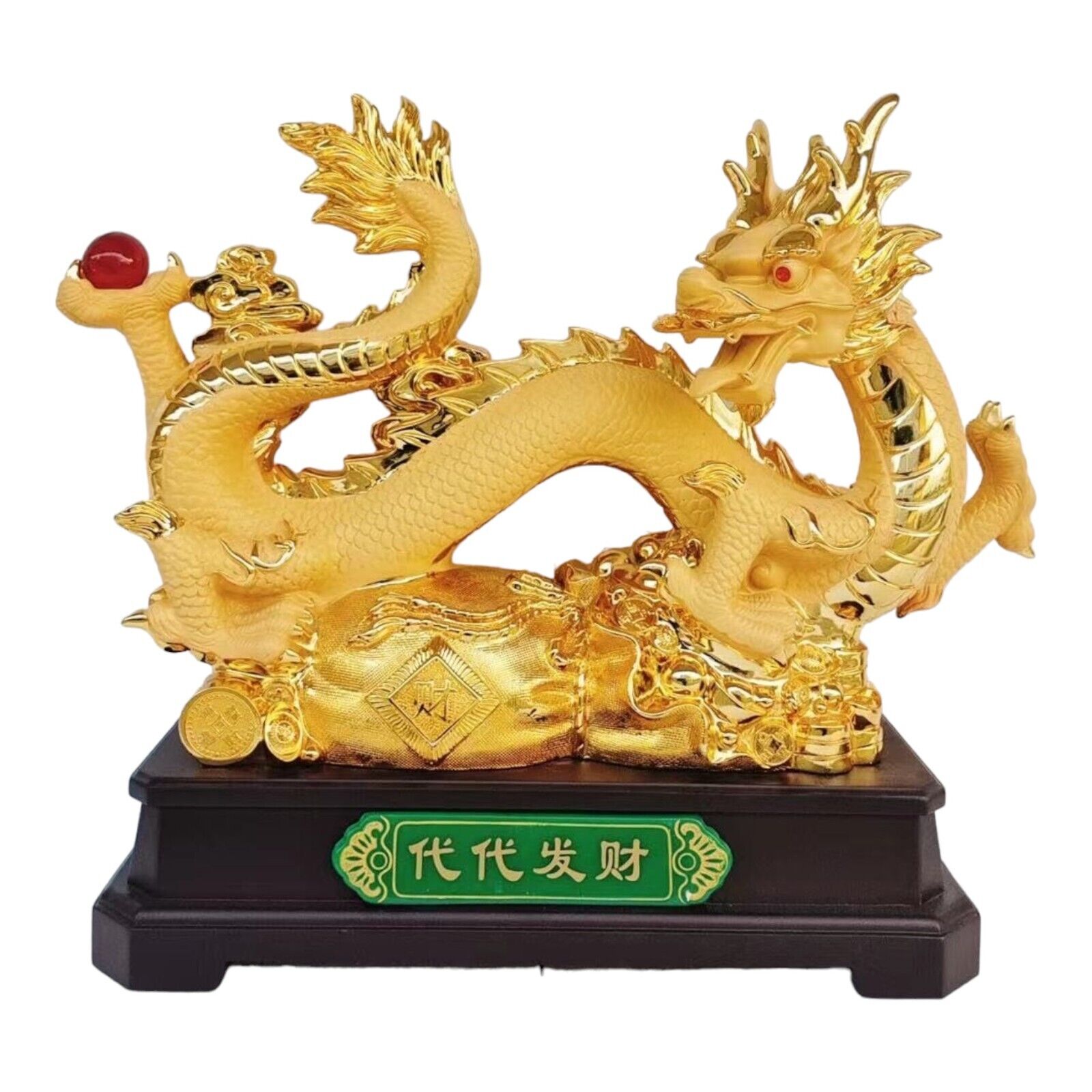 16 Inch Golden Dragon Statue for Year of the Dragon 2024