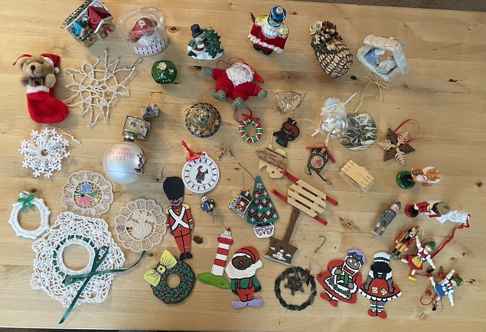 Lot of 50+ vintage Christmas Ornaments Halliwell Santa Claus Nutcracker and more