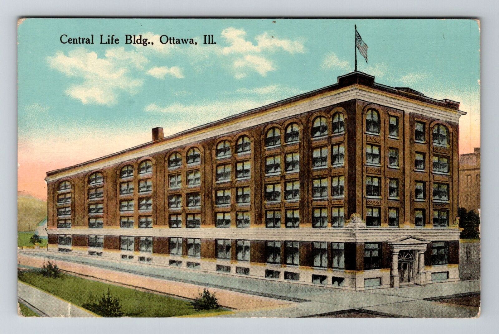 Ottawa, IL-Illinois, Central Life Building Antique, Vintage Souvenir Postcard