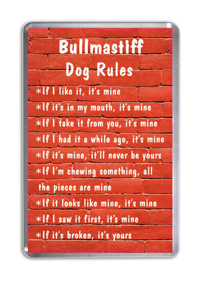 Bullmastiff Dog Rules, Funny Dog Fridge Magnet Pet Animal Lover Novelty Gift