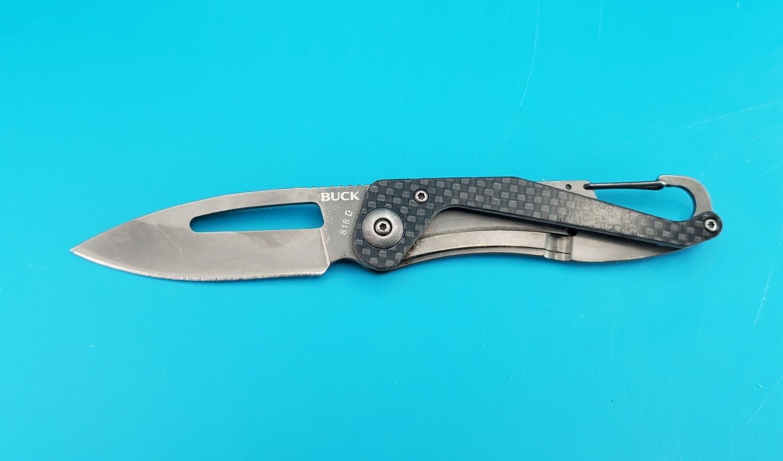 Rare Retired Buck 818 Apex Black Carbon Fiber Folding Pocket Knife