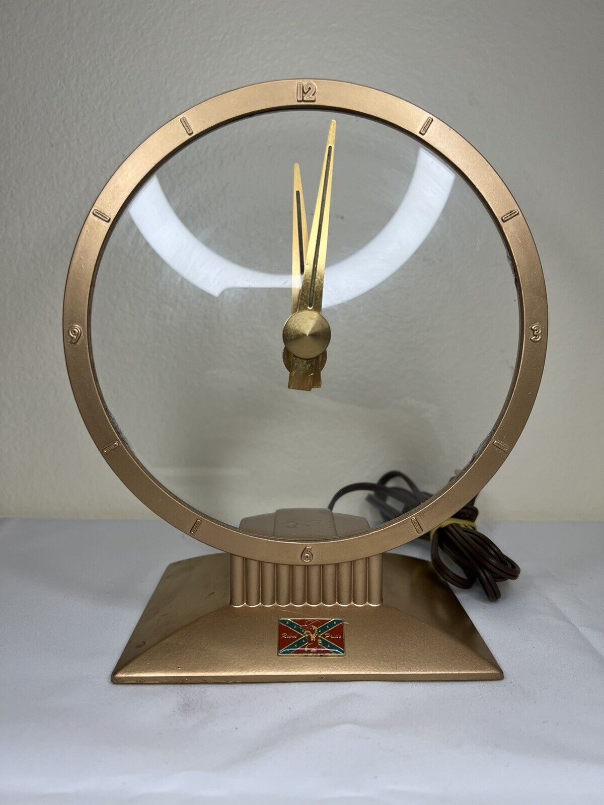 Vintage Jefferson Golden Hour Electric Mystery Clock 1950s Mid-Century Working