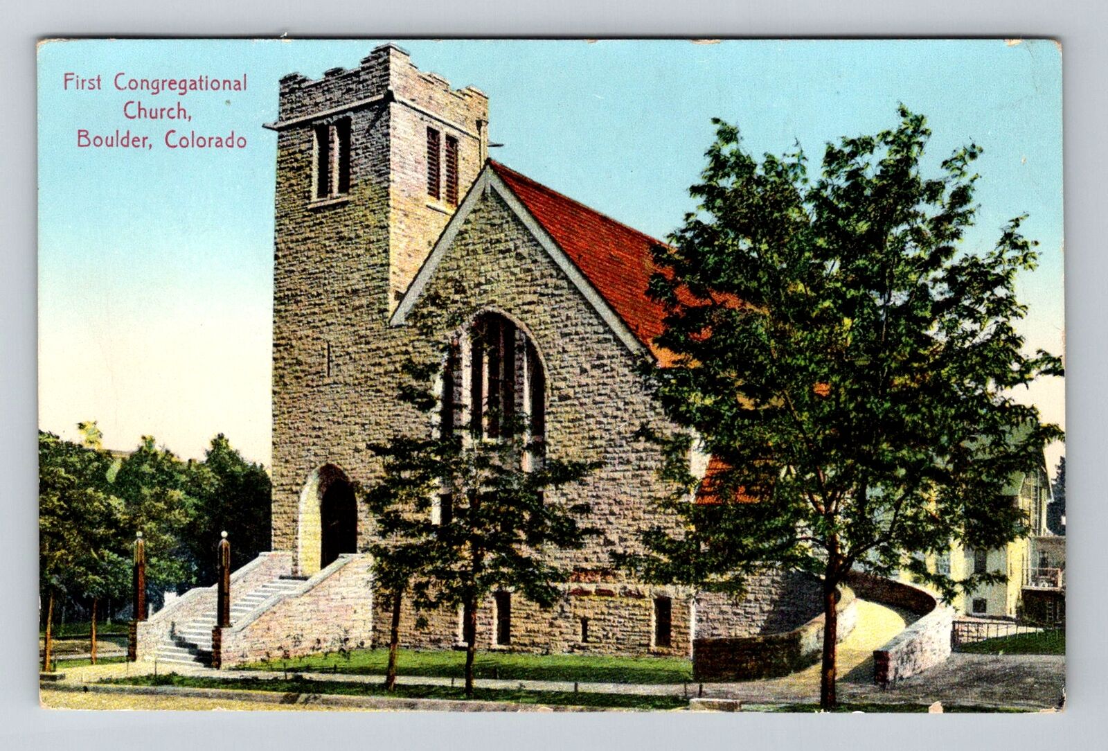 Boulder CO-Colorado, First Congregational Church, Religion, Vintage Postcard