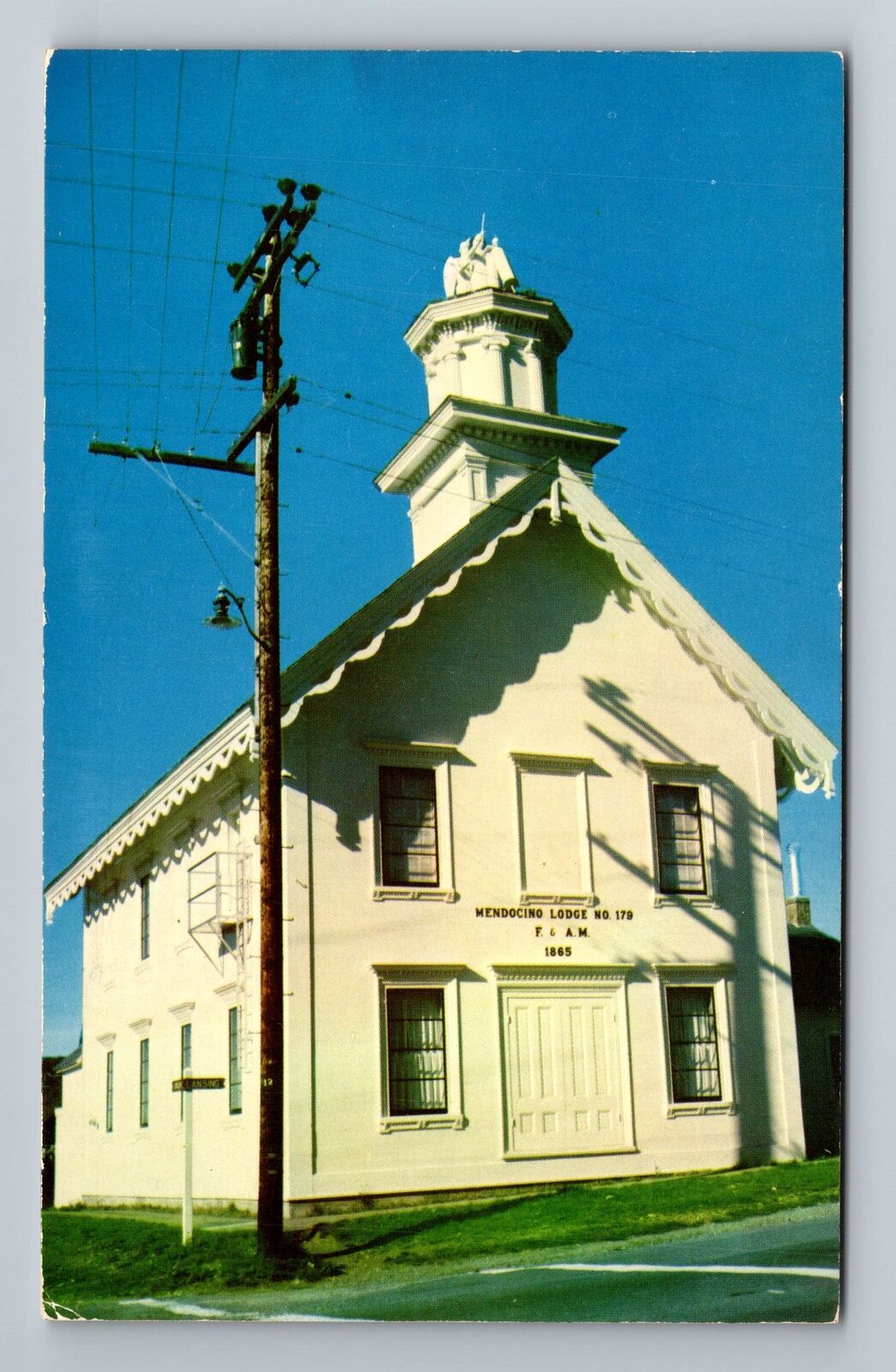 Mendocino CA-California, Masonic Temple, Vintage Postcard