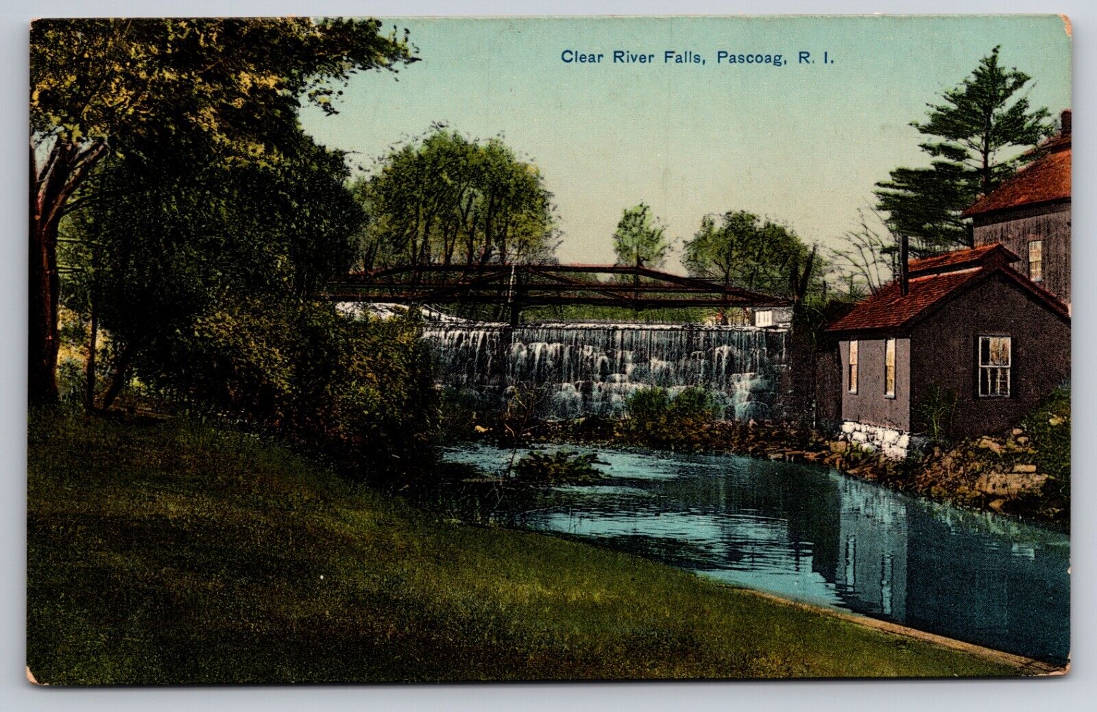 Clear River Falls Pascoag Rhode Island RI c1910 Postcard