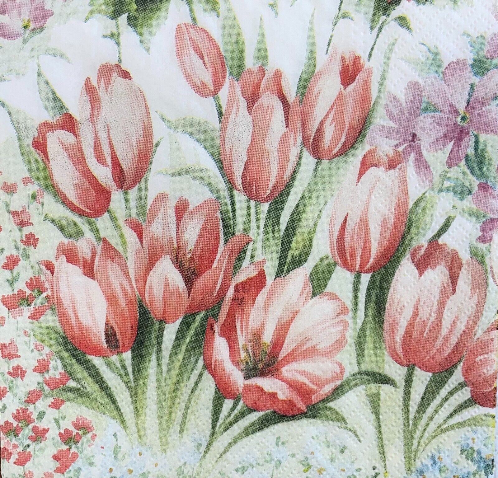  Paper Luncheon Decoupage Napkins European Design Red Tulips Pack of 20 pcs