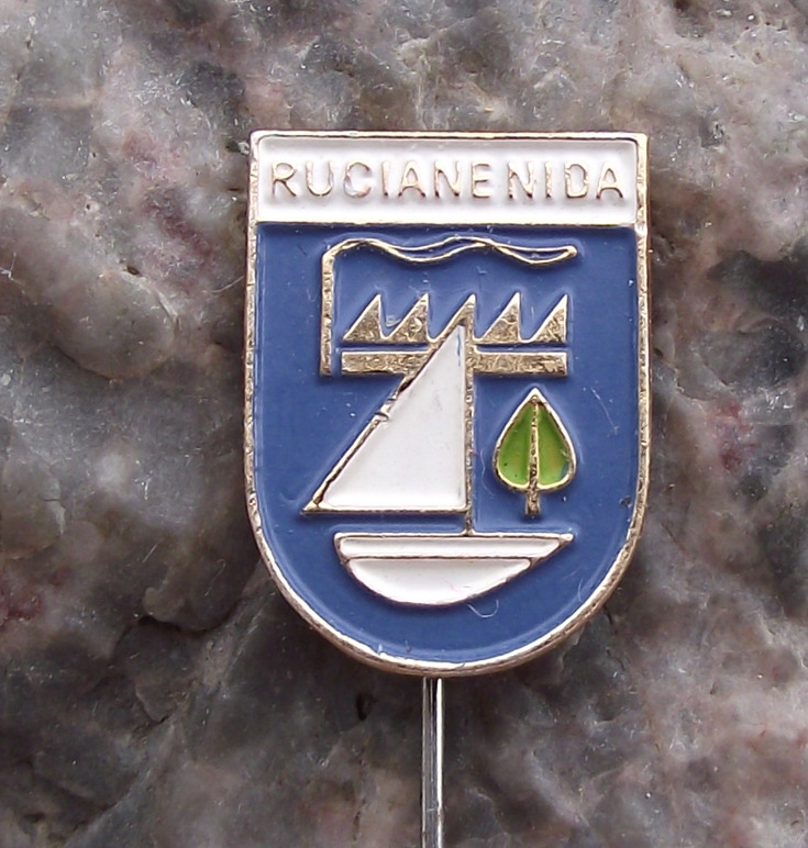Vintage Poland Heraldic Polish City Town Crest Ruciane Nida Pin Badge