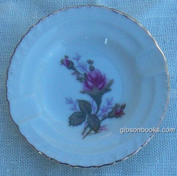 Moss Rose Small Round Ashtray Gold Trim Made in Japan Vintage China