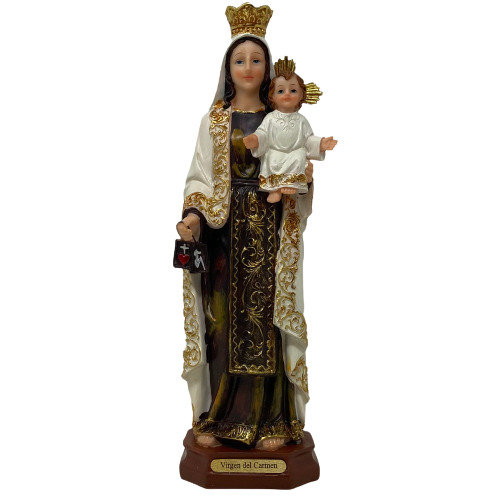 Virgen de Carmen Estatua Resin Detallada 12 Inch Finamente Detallada 6487-13 New