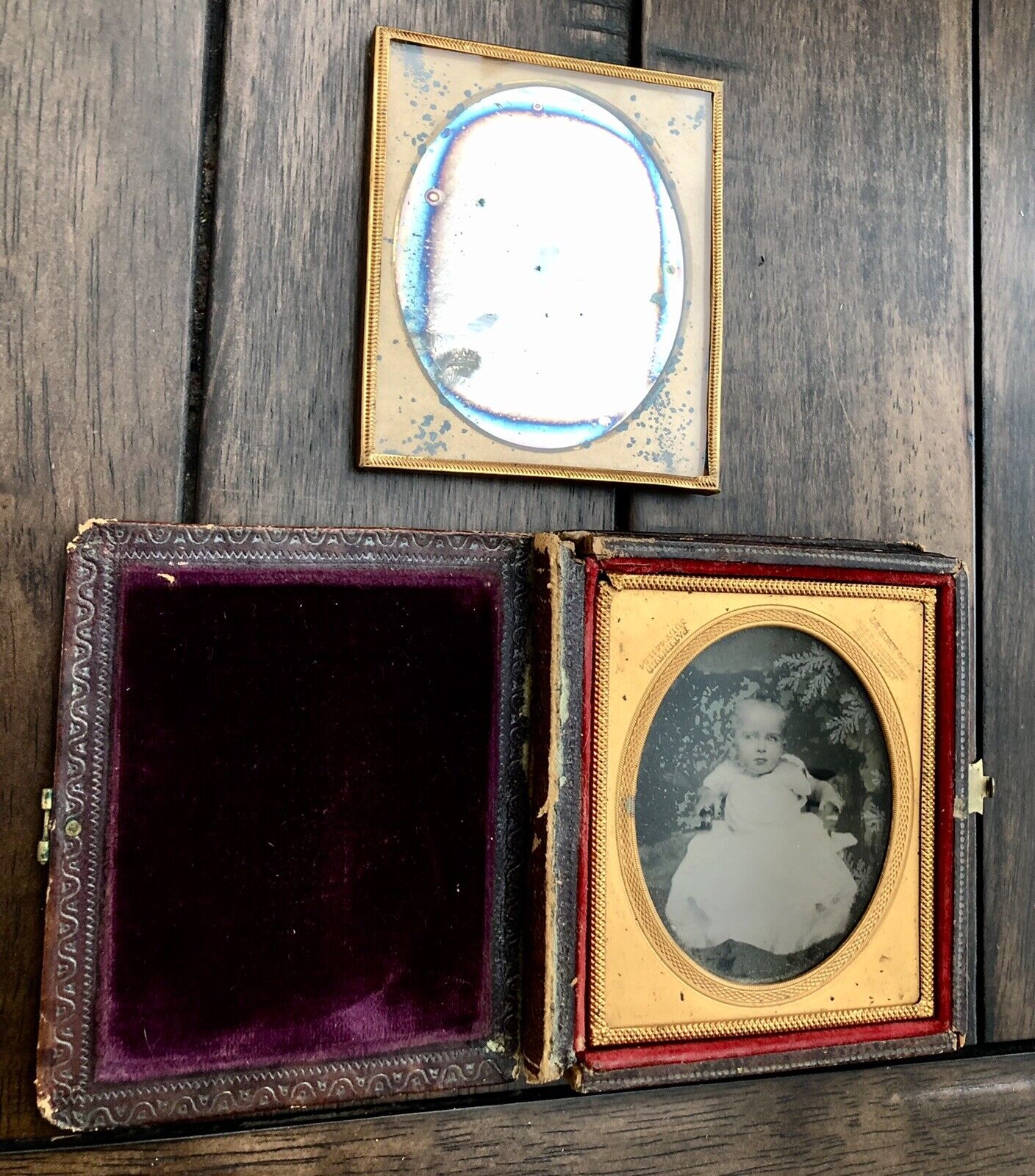 Small Lot, 1/6 Gutekunst Ambrotype of a Baby & Woman Wearing Mourning Bands?