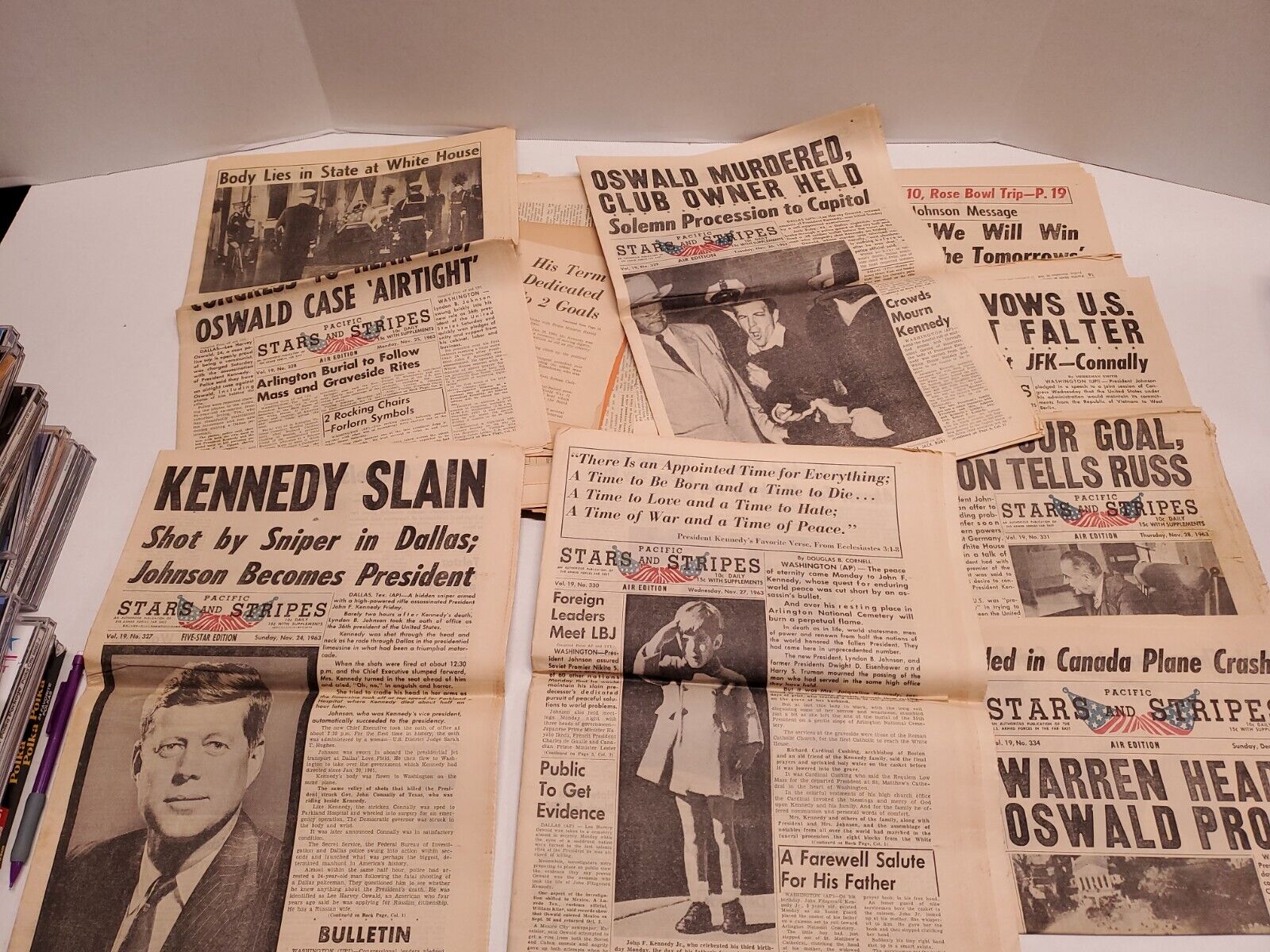 JFK Assassination JOHN F KENNEDY Stars and Stripes 1963 HUGE Lot Nov 24 to Dec 5