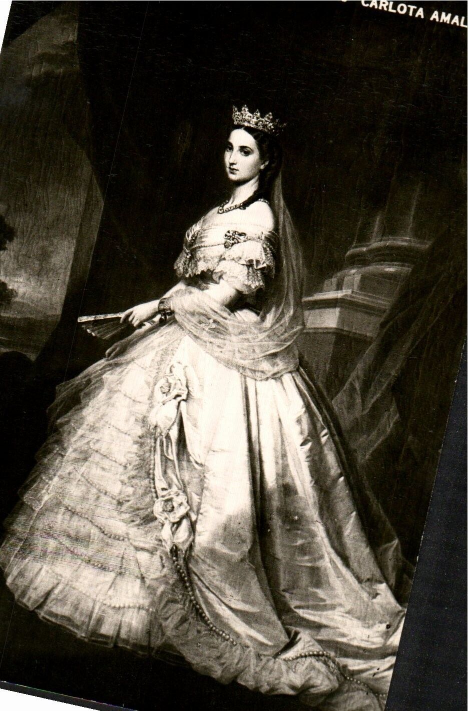Postcard RPPC Carlota Amalia Mexico Austria Empress Crown Gown [ej]