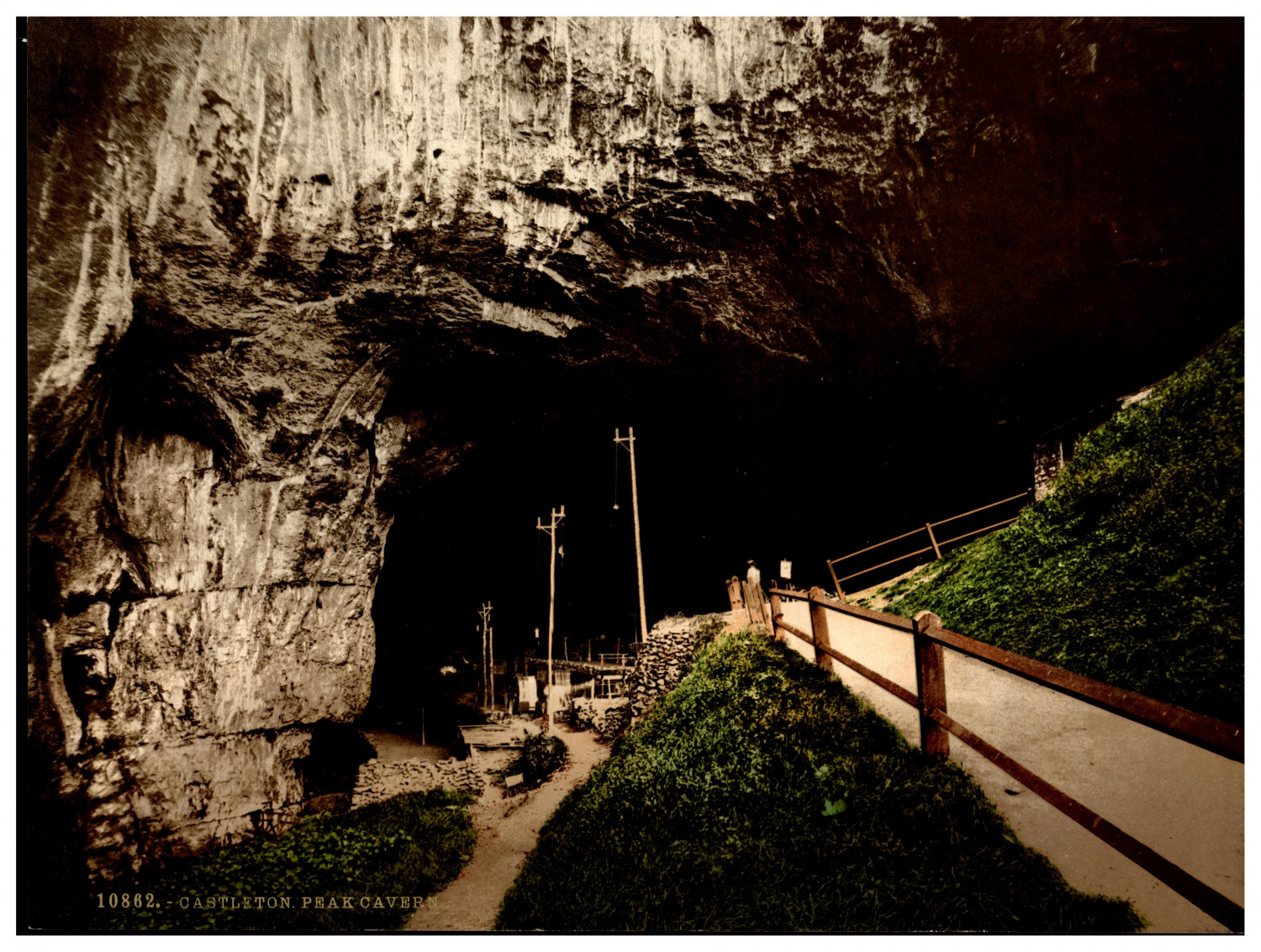 England. Derbyshire. Castleton. Peak Cavern. Vintage Photochrome by P.Z, Photo