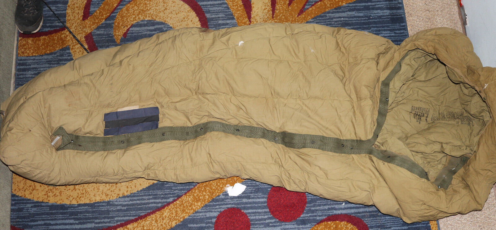 Vintage WWII US Army M-1949 Down Sleeping Bag Mummy Arctic Mountain - Well Used