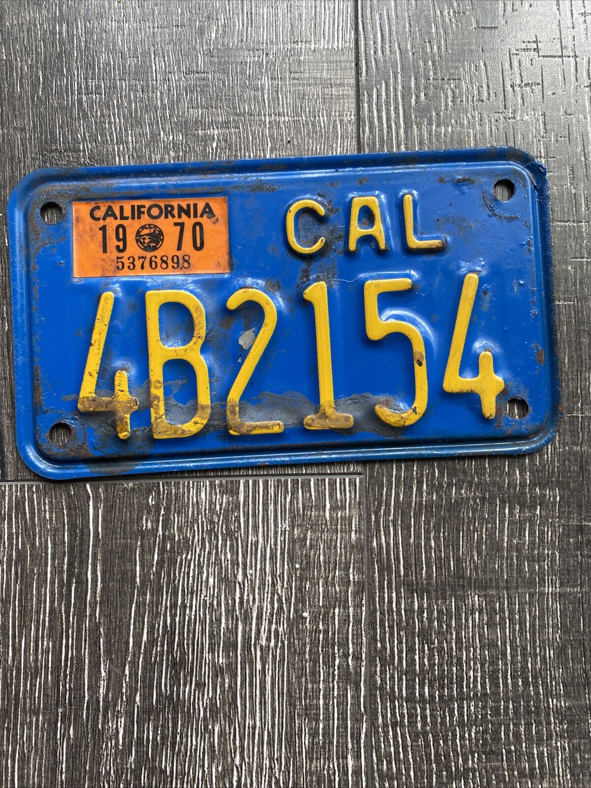 1970-1980 Motorcycle CALIFORNIA License Plate Original Nice Original Shape