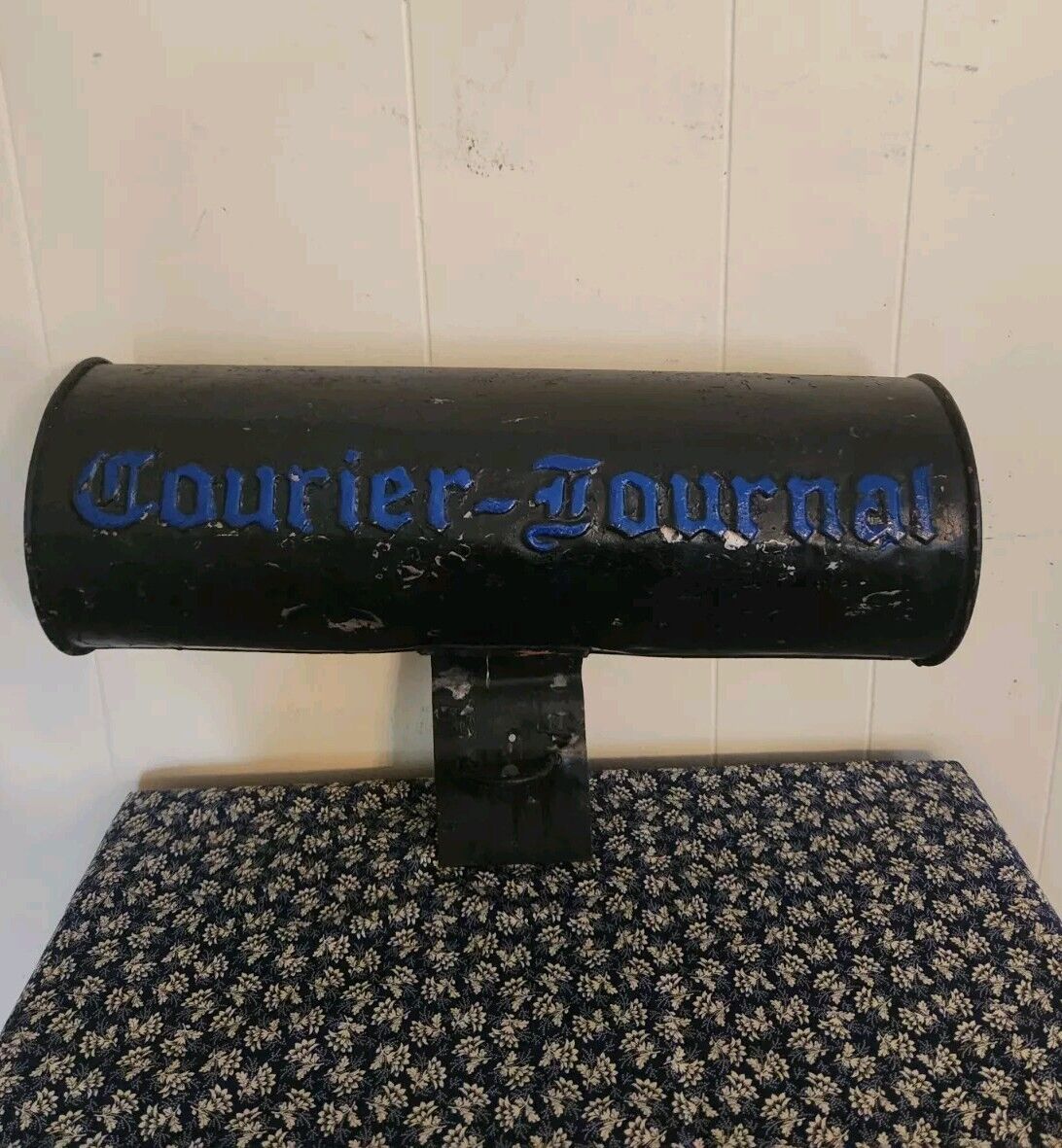vintage metal LOUISVILLE COURIER JOURNAL TIMES NEWSPAPER BOX delivery tube