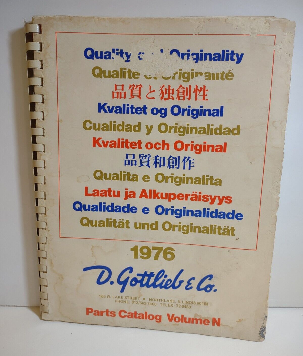 Gottlieb 1976 Pinball Machine Parts Catalog + Price List Volume N For EM Games