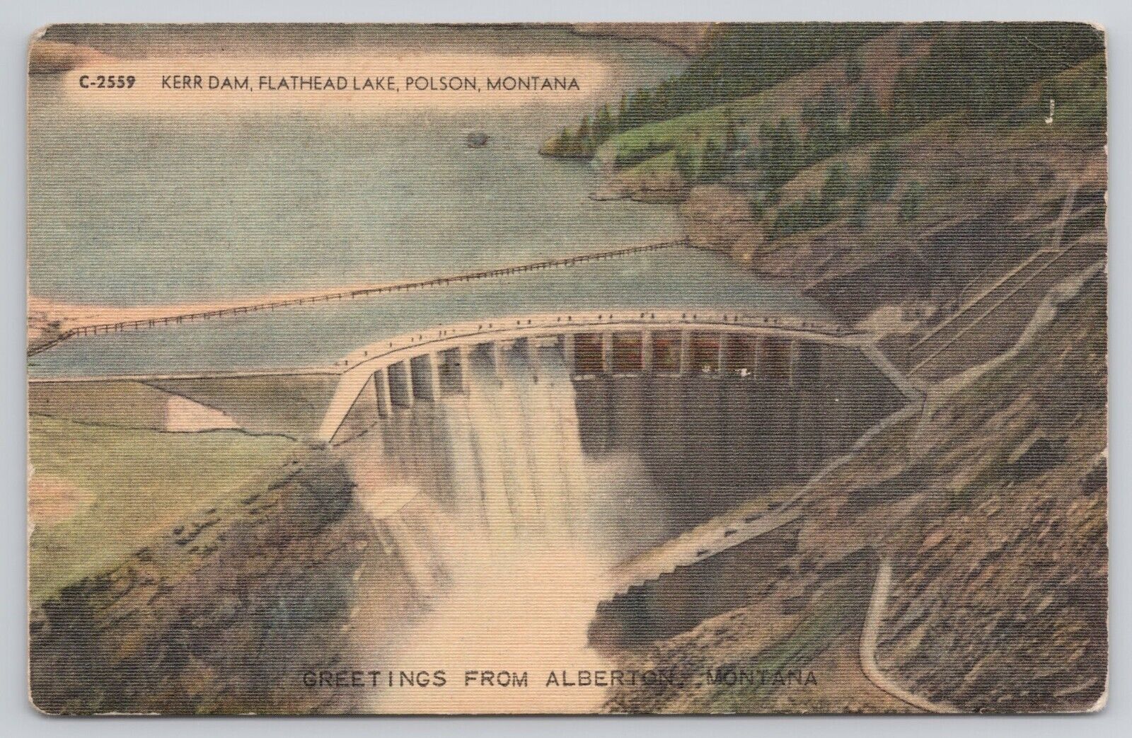 Greetings from Alberton Montana Kerr Dam Flathead Lake Polson MT Postcard