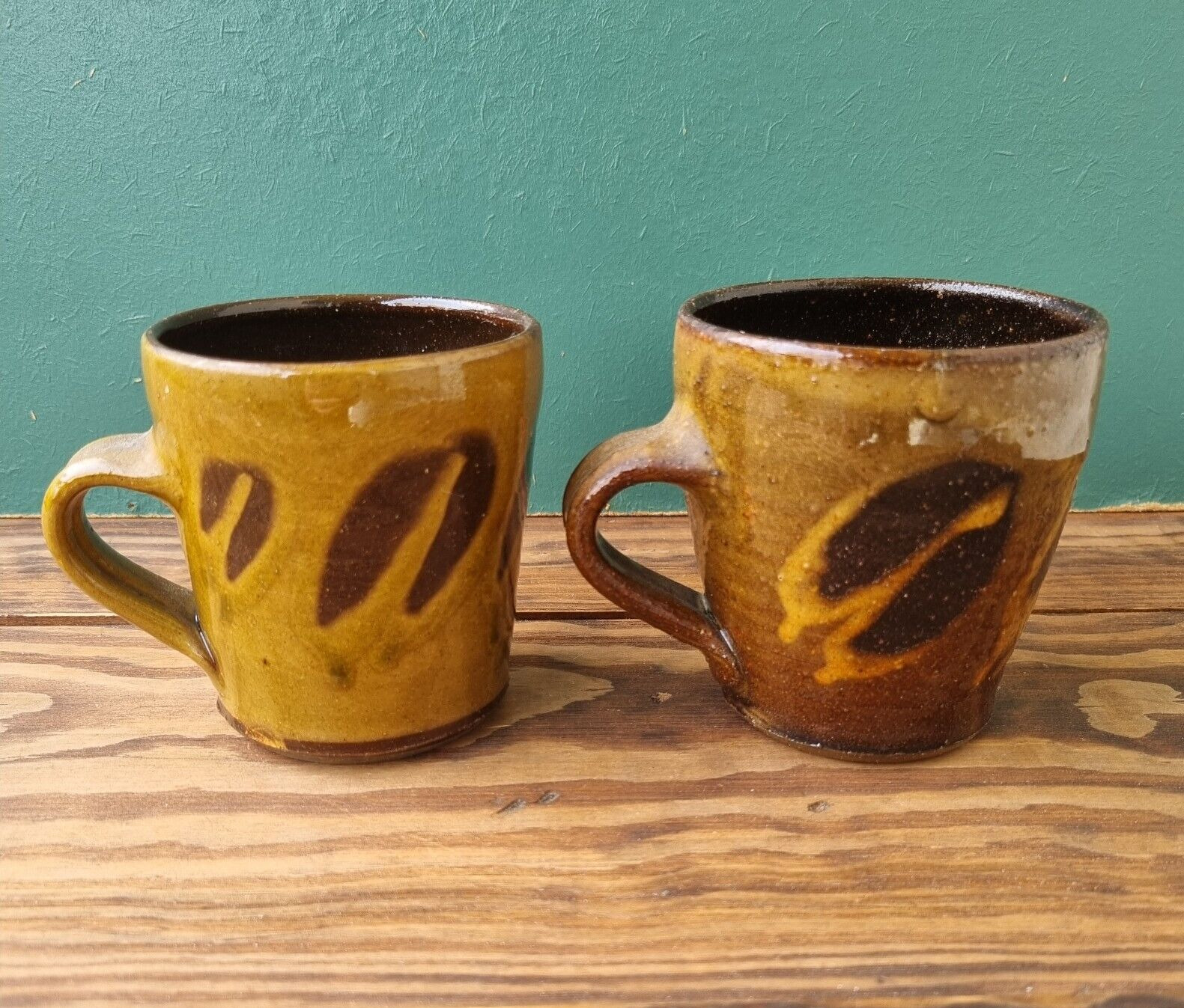 Rustic coffee Mugs brown, vintage pottery, Hand Made Pottery