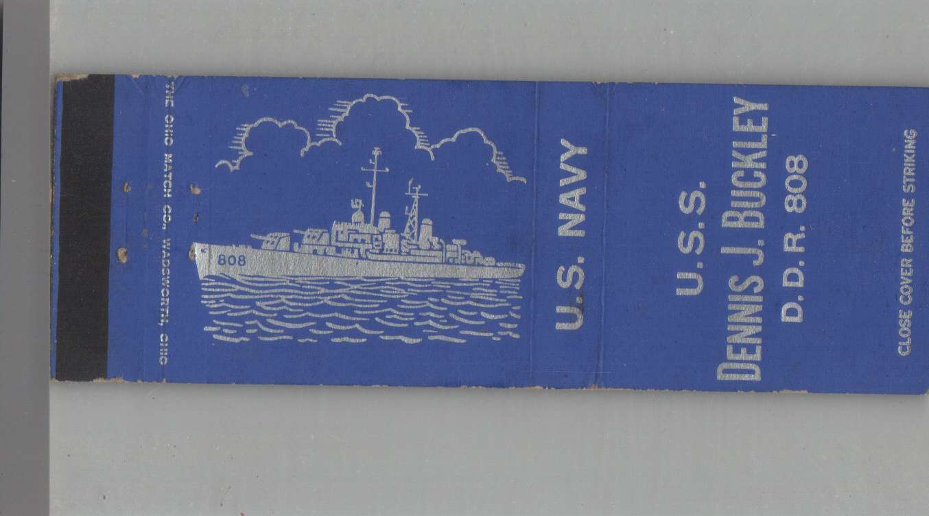 Matchbook Cover - US Navy Ship - USS Dennis J. Buckley DDR-808