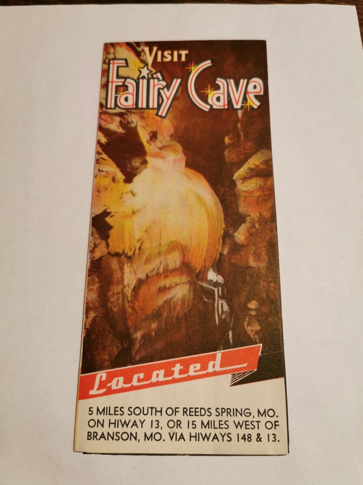 Vintage 1950s Fairy Cave, Branson Missouri Brochure