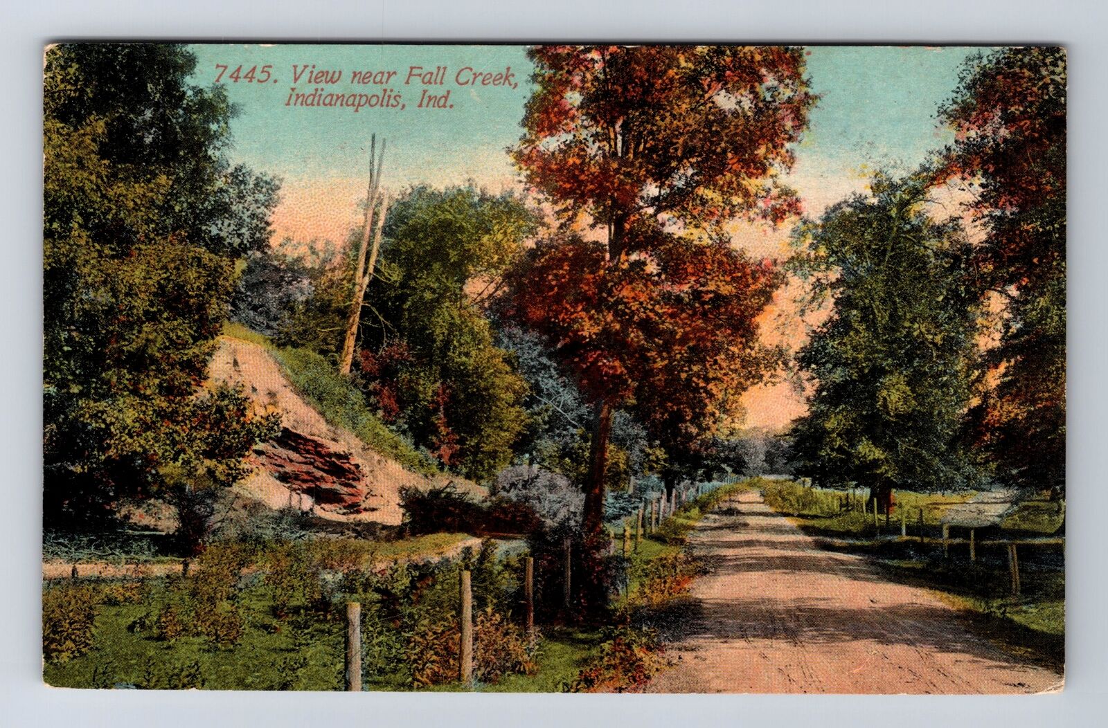 Indianapolis IN-Indiana, View Near Fall Creek, Antique, Vintage Postcard