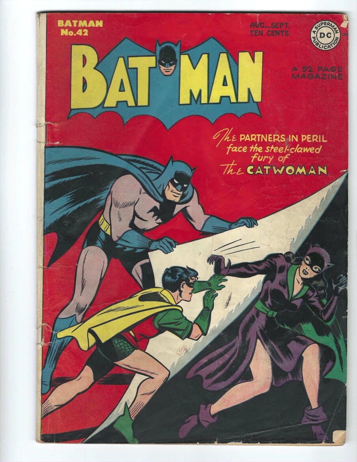 Batman #42 DC 1947 VG/VG+ 1st Batman/Catwoman Cover Flat and tight See Photos