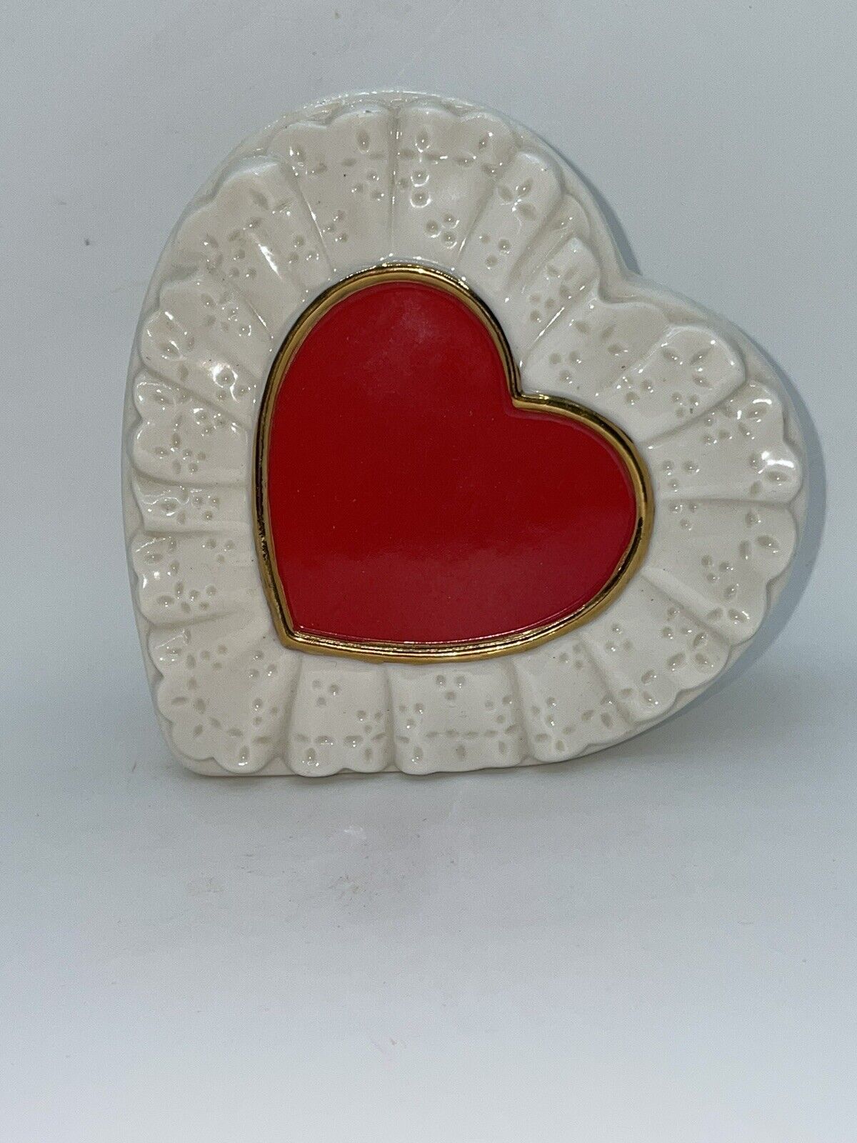 Vintage Teleflora Gift Ceramic Heart Planter Vase Valentine's Day Red Love