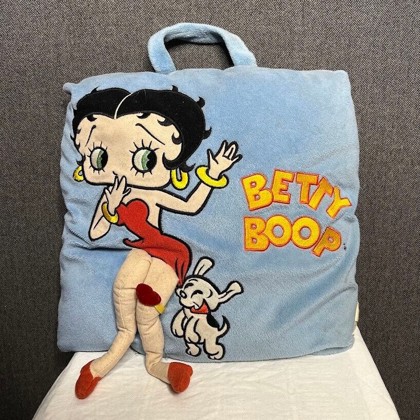 Betty Boop Throw Pillow Fleece Blue Vintage Used 90s Retro 