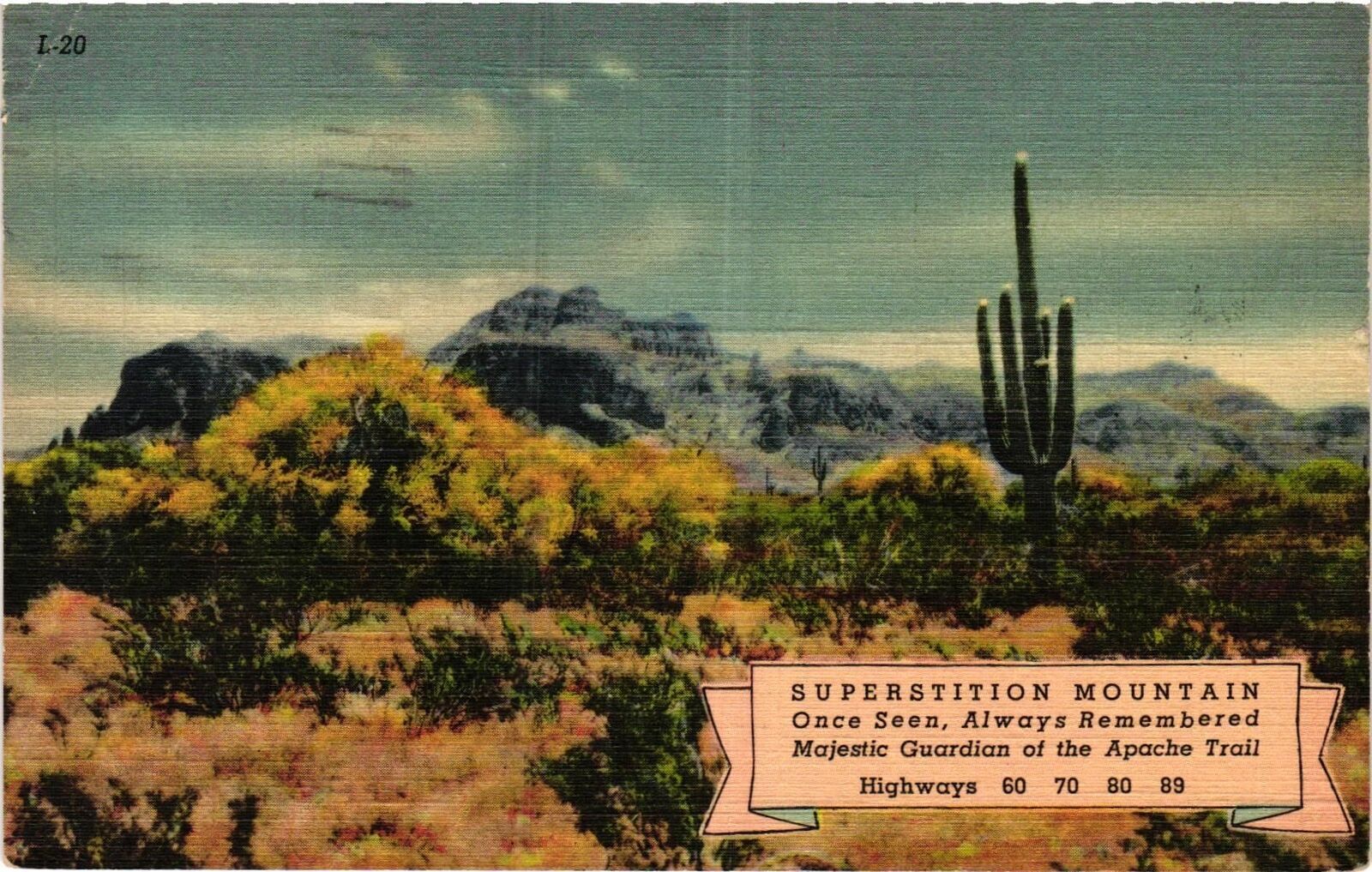 Vintage Postcard- Superstition Mountain. Early 1900s