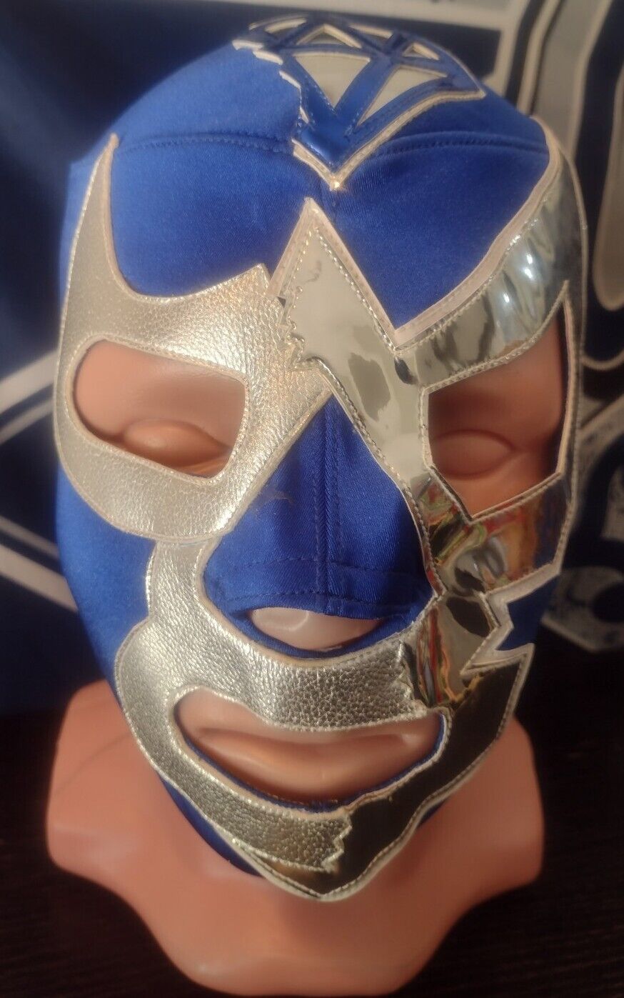 Diamante Azul/Blue Demon. Fucion.  SemiPro Mask In Blue and Silver.