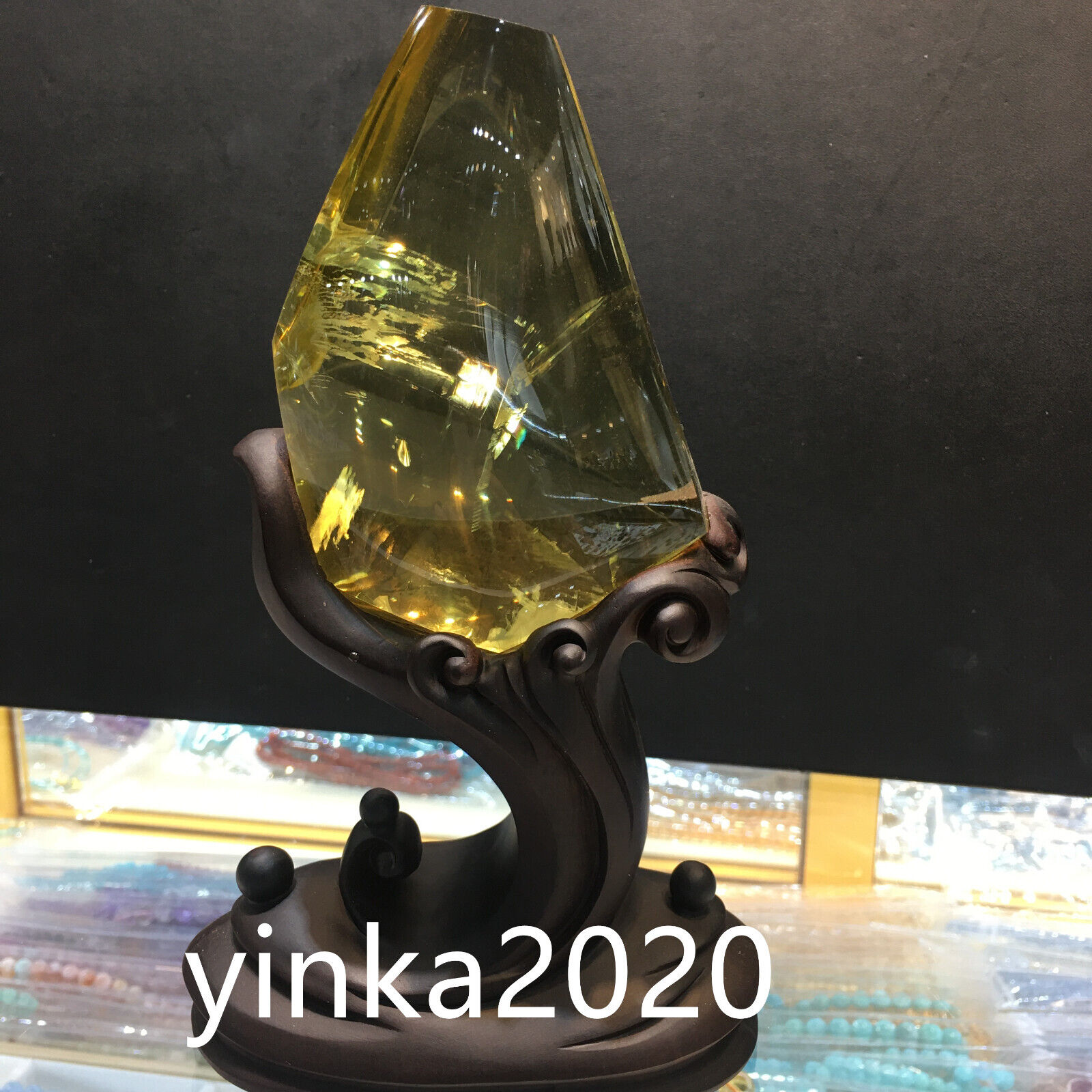 2.04LB Top Natural Citrine Quartz Crystal Mineral Specimen heal Decor + Stand