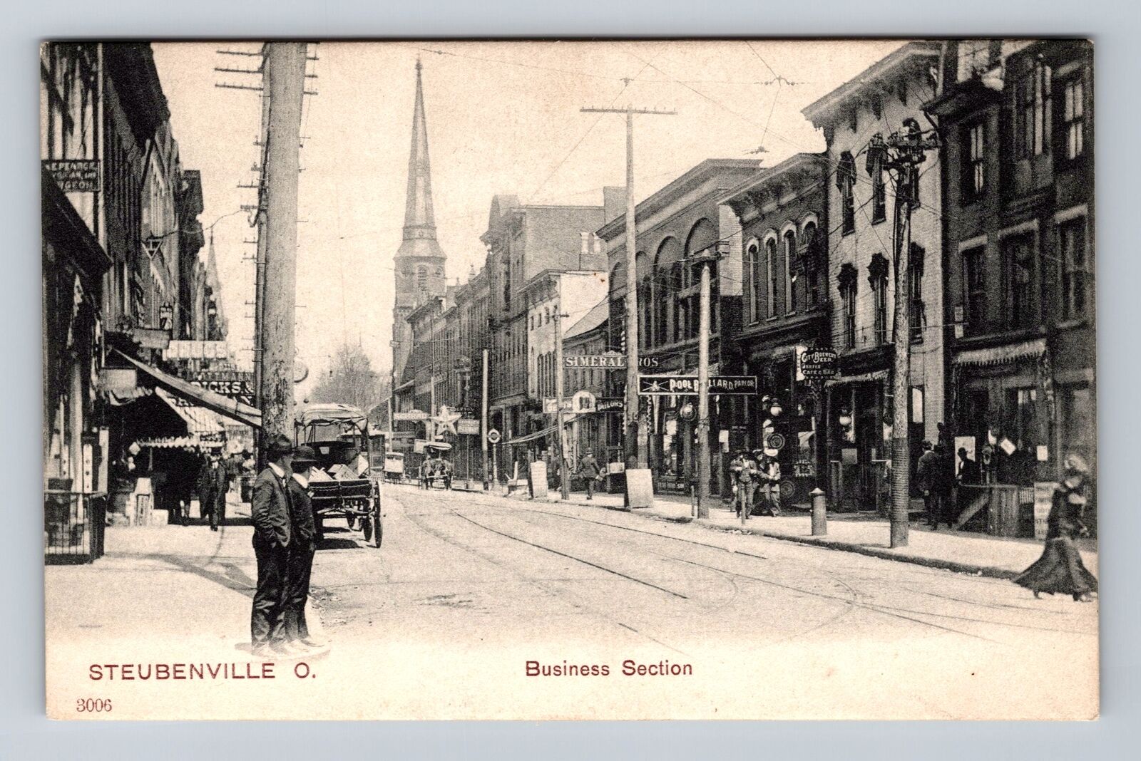 Steubenville OH-Ohio, Main Business Section, Antique Souvenir Vintage Postcard