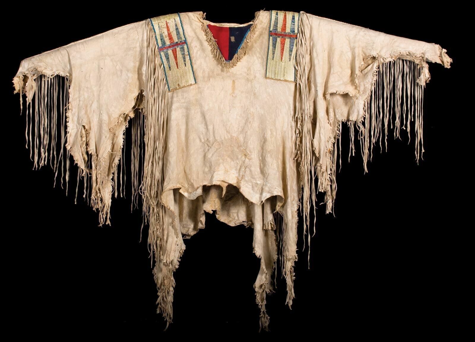 Old Style American Buckskin Buffalo Beaded Fringes Powwow Regalia War Shirt NW19