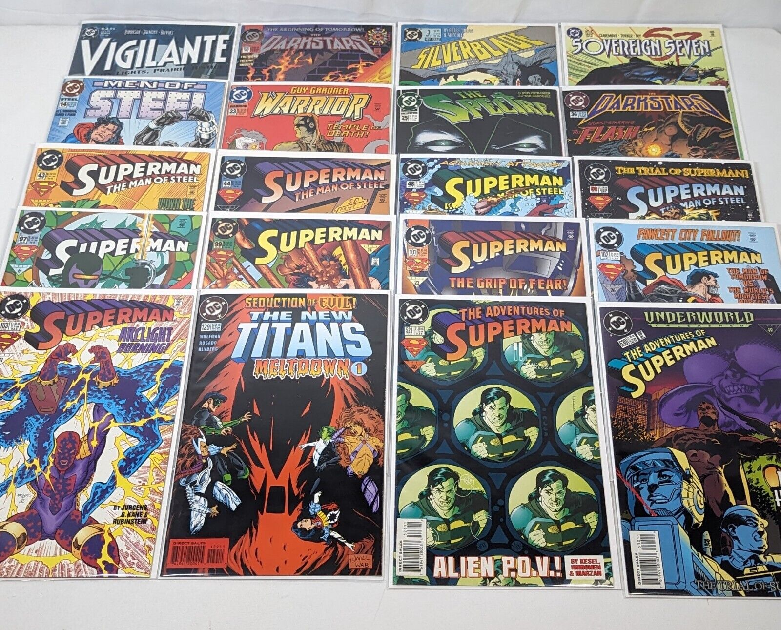 Lot of 20 DC Comics Superman, Darkstars, Silver Blade, Sovereign Seven, Etc