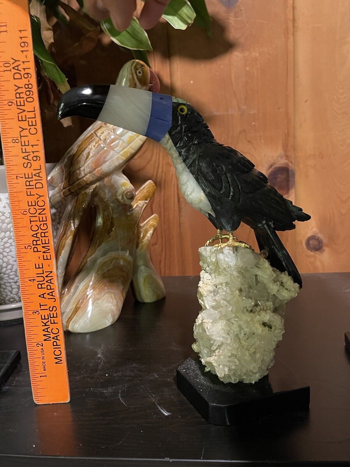 9.5 Inch Handmade Gemstone Toucan Carving