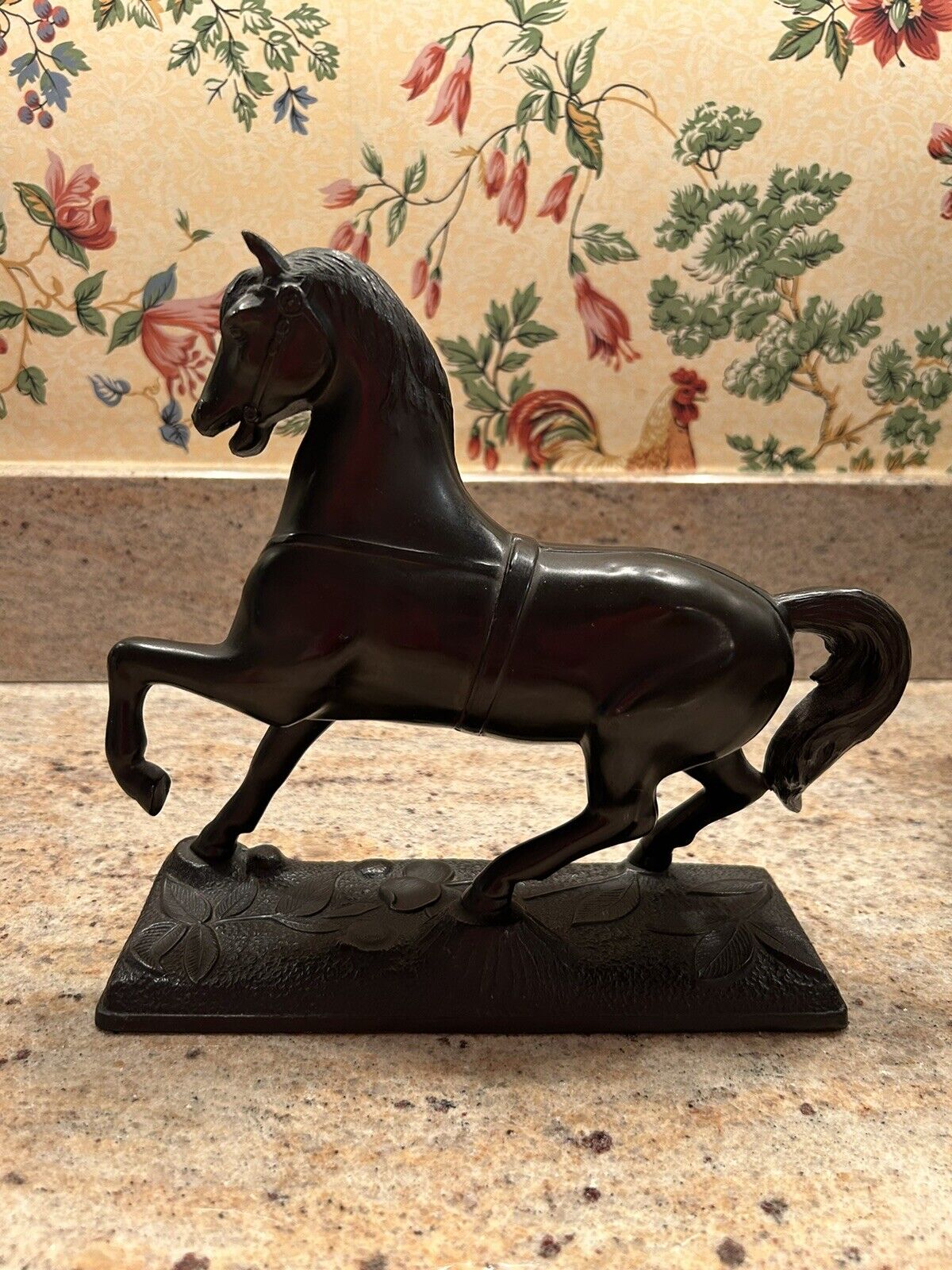 Vintage Black Cast Iron Horse Decor Figurine Statue Doorstop Door Stop