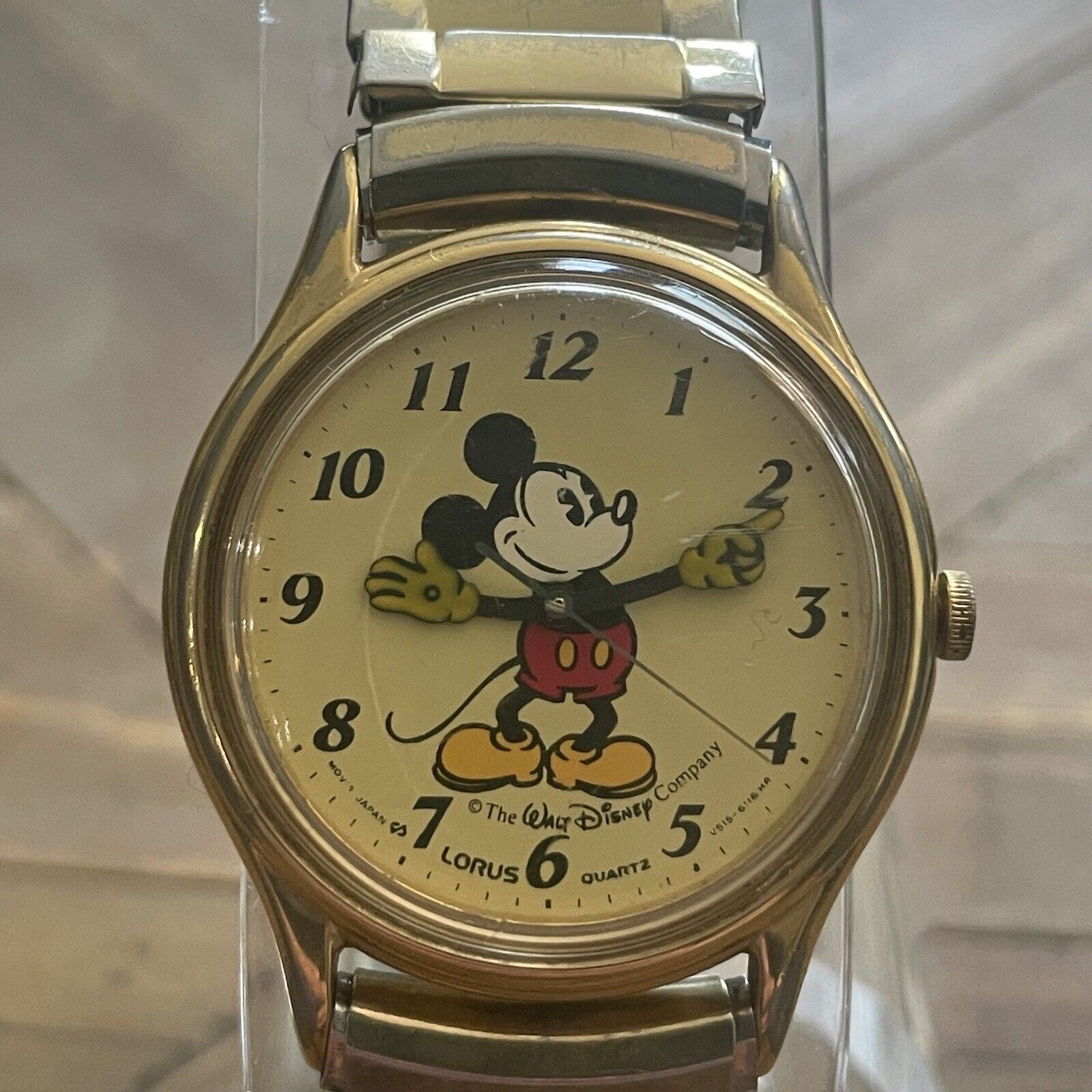 Vintage Disney Lorus Mickey Mouse Watch Gold New Battery